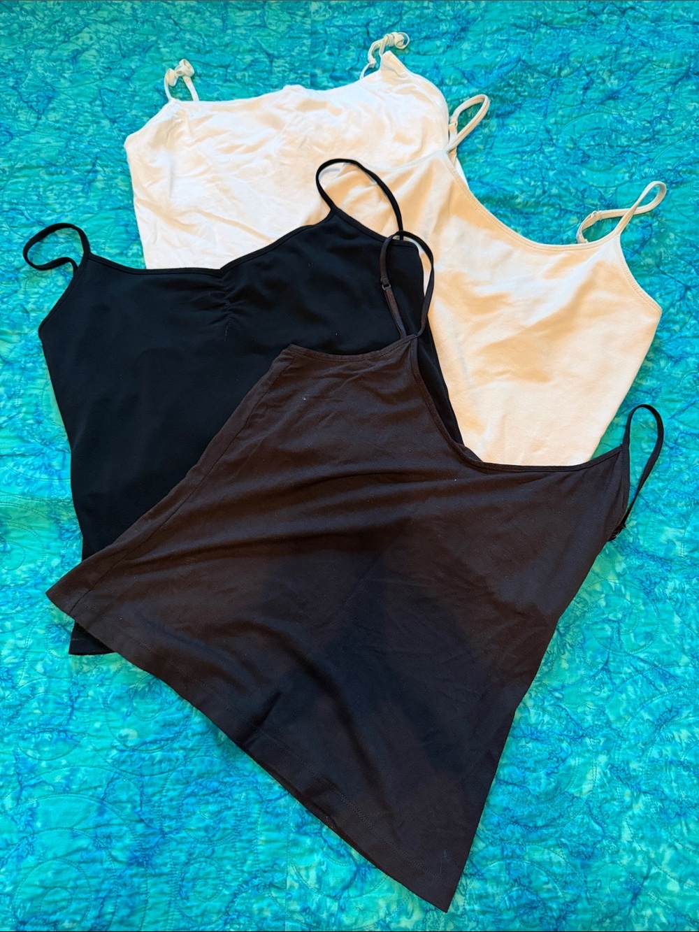 Women’s Spaghetti Strap Tops - Black & White, light cream, and brown